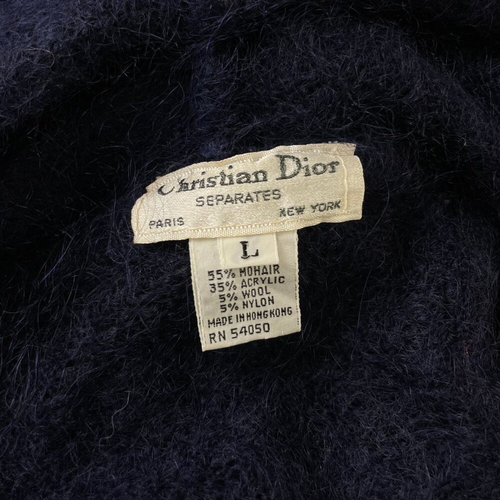 Vtg Christian Dior Cardigan Sweater Size Medium Knit Mohair Open Front 1970s - Picture 5 of 5